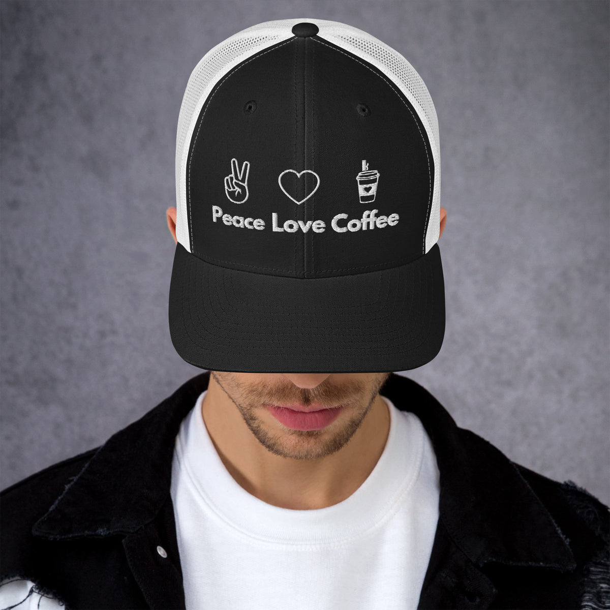 Peace Love Coffee - Trucker Cap - -