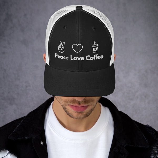 Peace Love Coffee - Trucker Cap - -