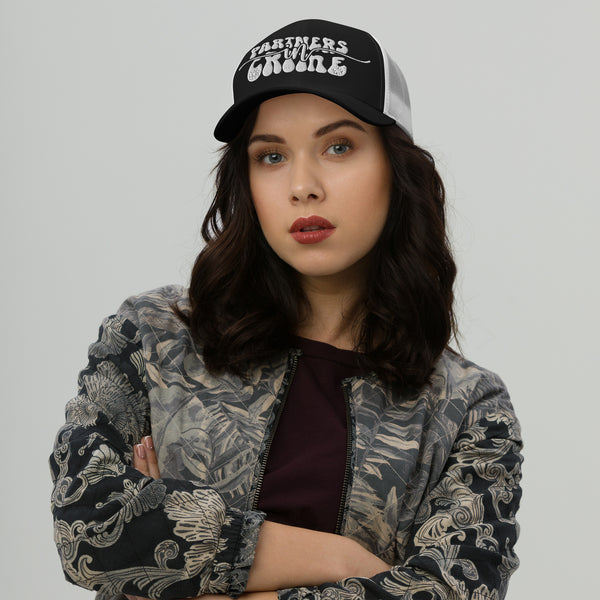 Partner in Crime Trucker Cap - Wear Your Memories with Style - Black White -