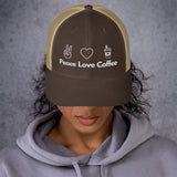 Peace Love Coffee - Trucker Cap - -