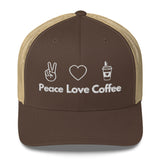 Peace Love Coffee - Trucker Cap - Brown Khaki -