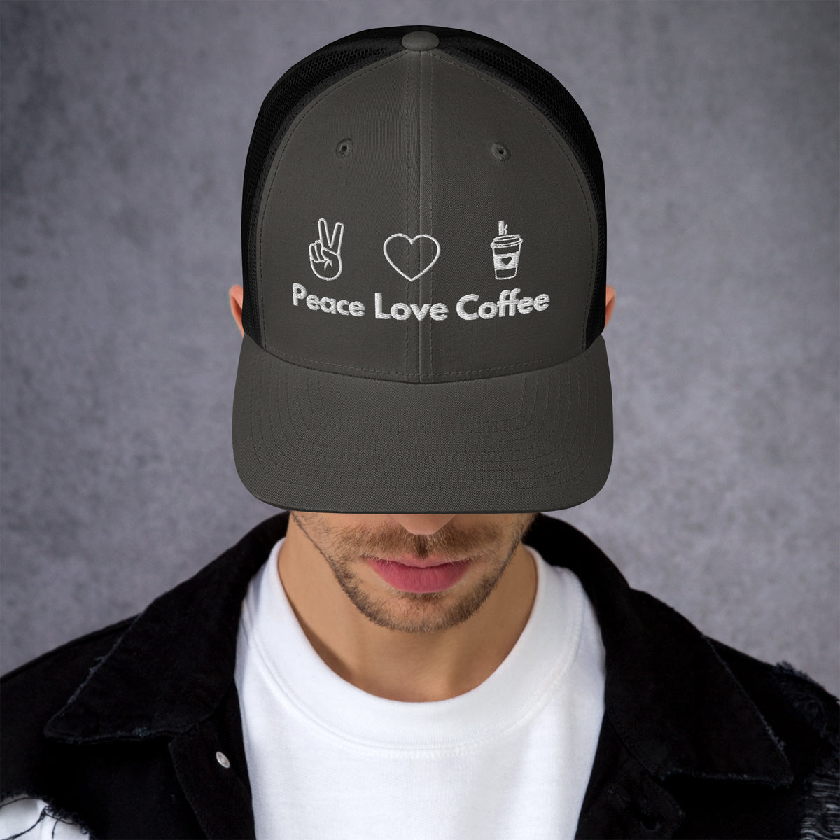 Peace Love Coffee - Trucker Cap - -