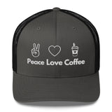 Peace Love Coffee - Trucker Cap - Charcoal Black -