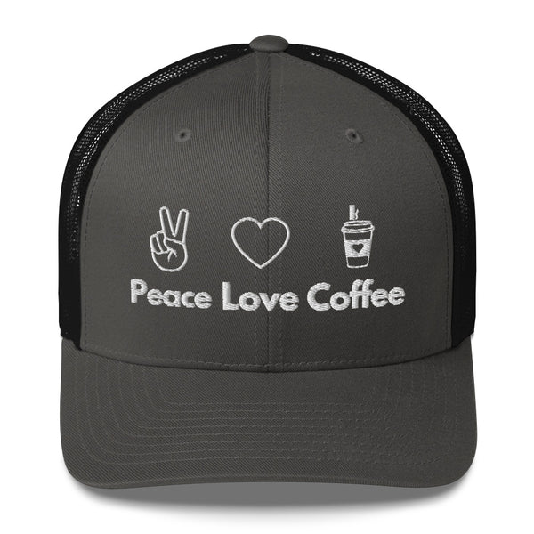 Peace Love Coffee - Trucker Cap - Charcoal Black -