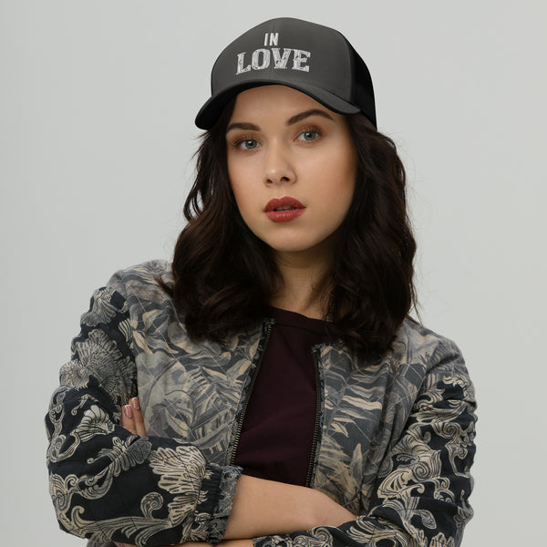 Love in Every Stitch - Personalized Trucker Cap for Cherished Memories - Charcoal Black -