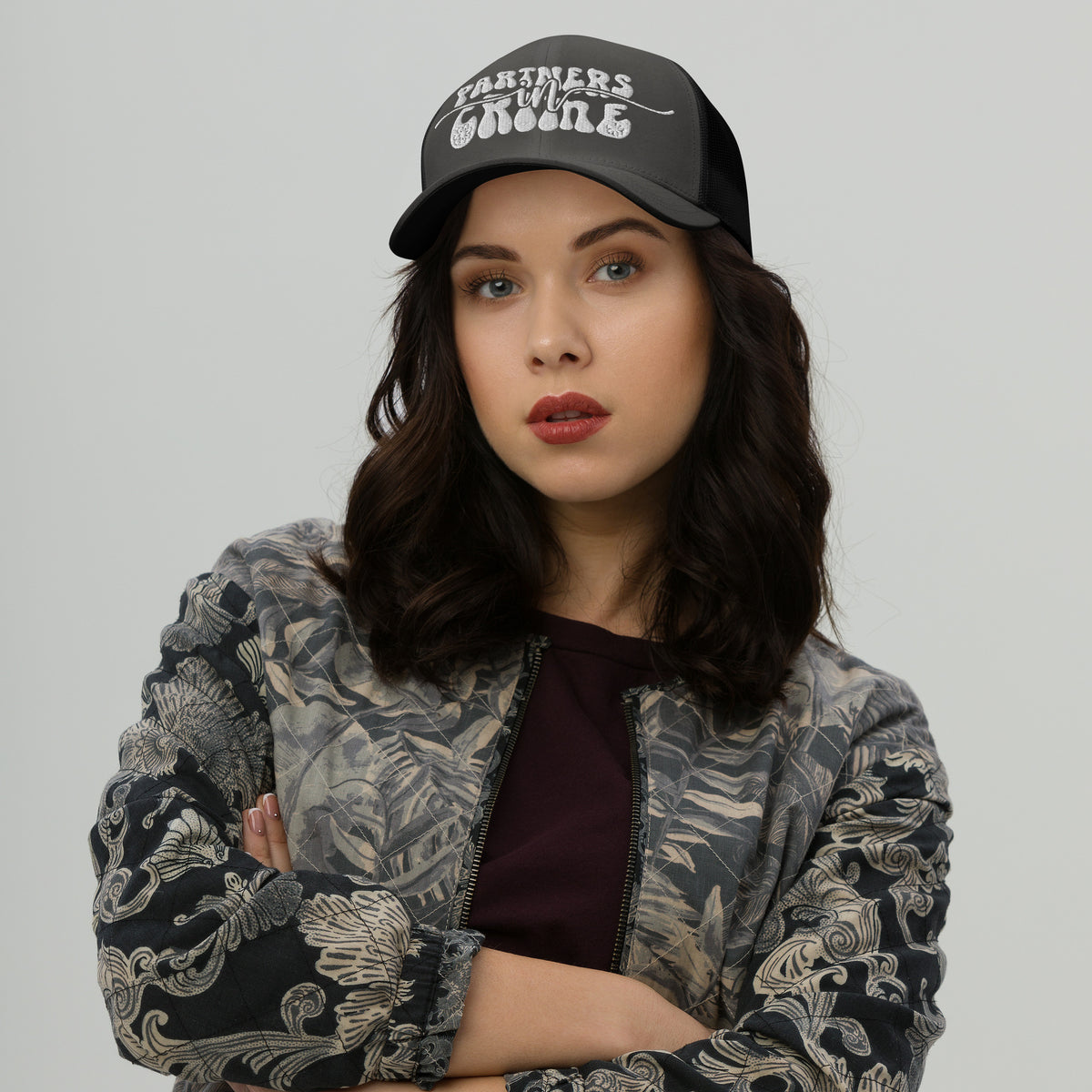 Partner in Crime Trucker Cap - Wear Your Memories with Style - Charcoal Black -