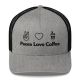 Peace Love Coffee - Trucker Cap - Heather Black -