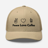 Peace Love Coffee - Trucker Cap - -