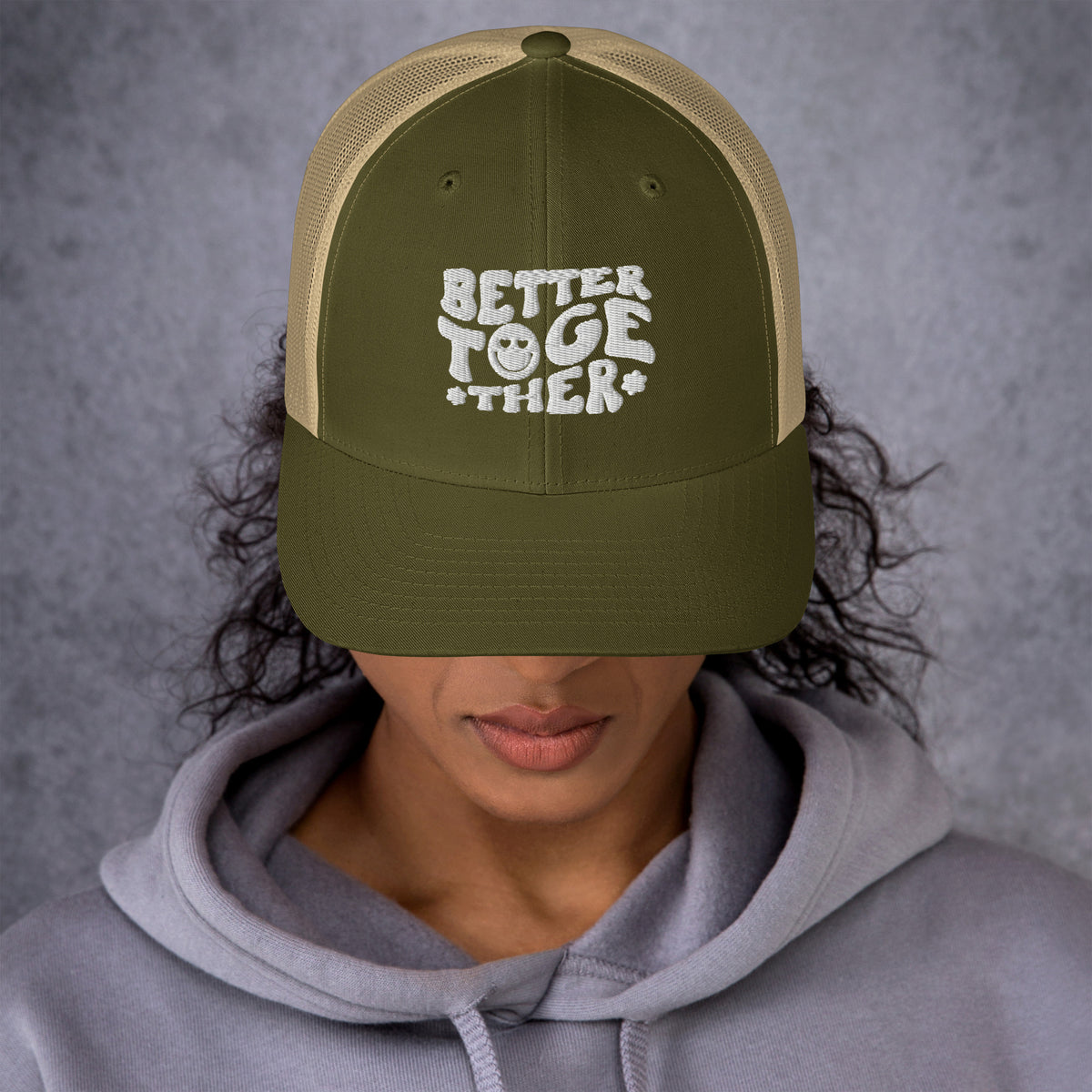 Smile Stories - Better Together Trucker Cap - Moss Khaki -