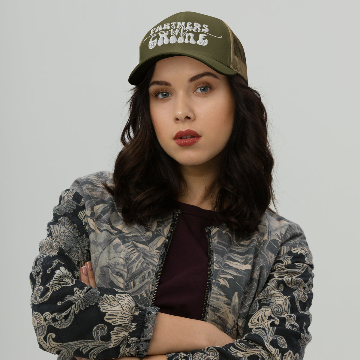 Partner in Crime Trucker Cap - Wear Your Memories with Style - Moss Khaki -