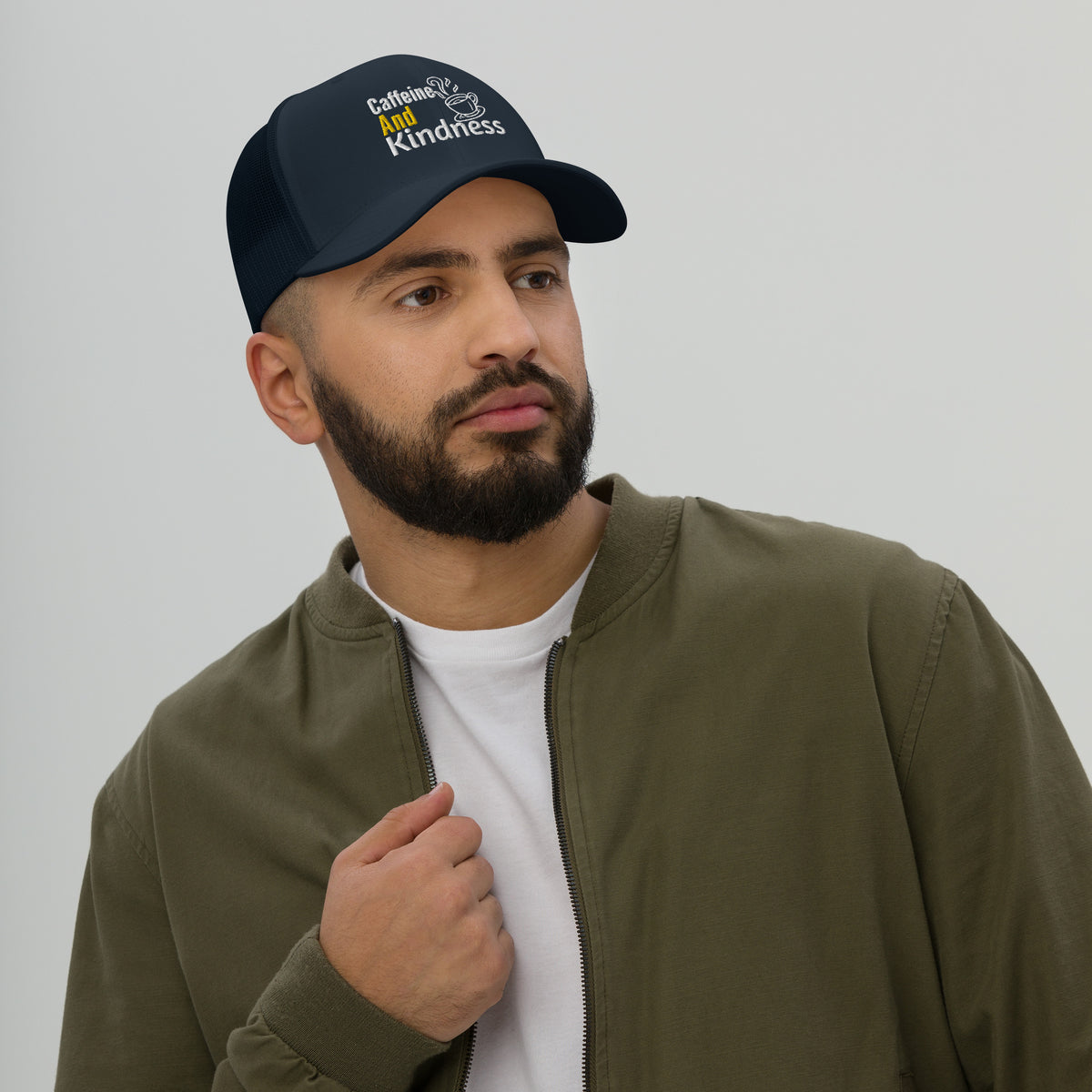 Retro Vibes - Caffeine and Kindness Cap - Navy -