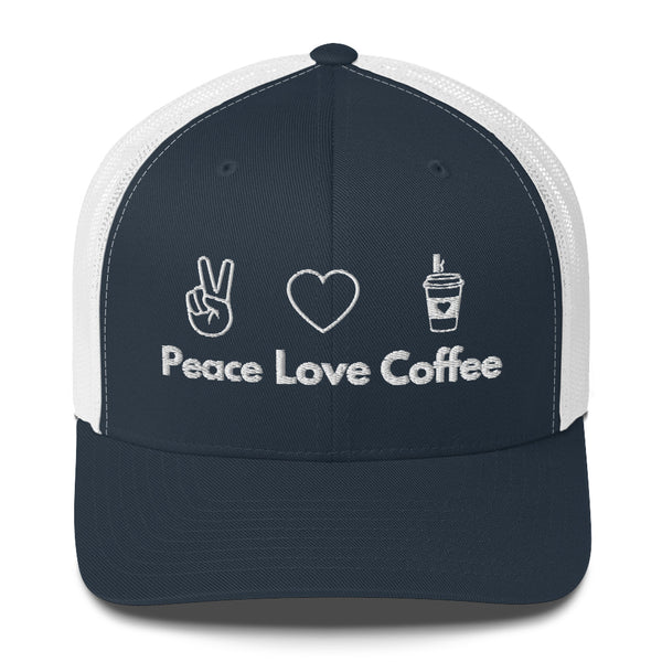 Peace Love Coffee - Trucker Cap - Navy White -