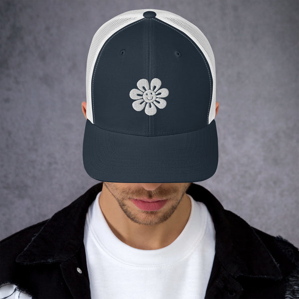 Floral Fusion Trucker Cap - Blossom Memories Wherever You Go - Navy White - Caps