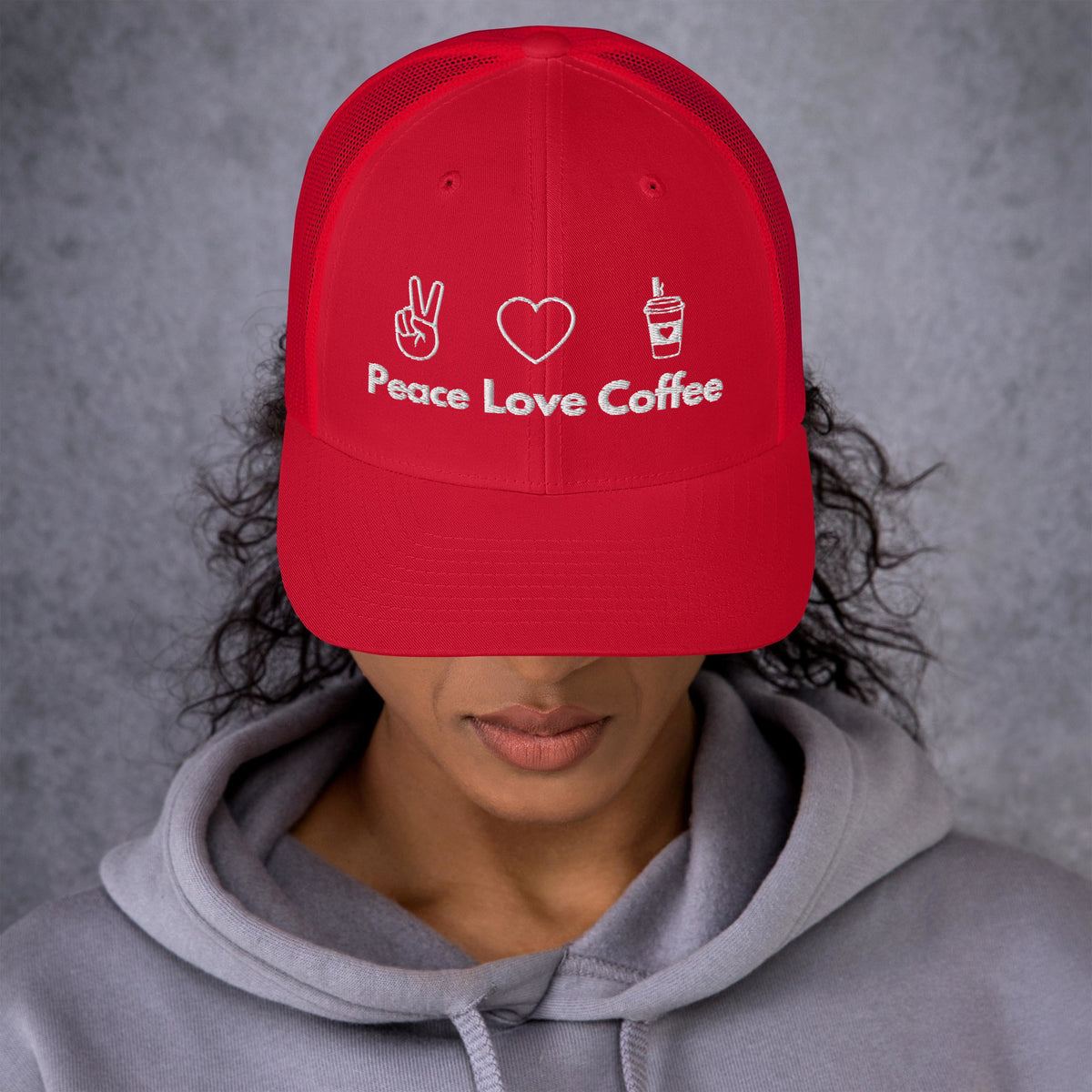 Peace Love Coffee - Trucker Cap - -