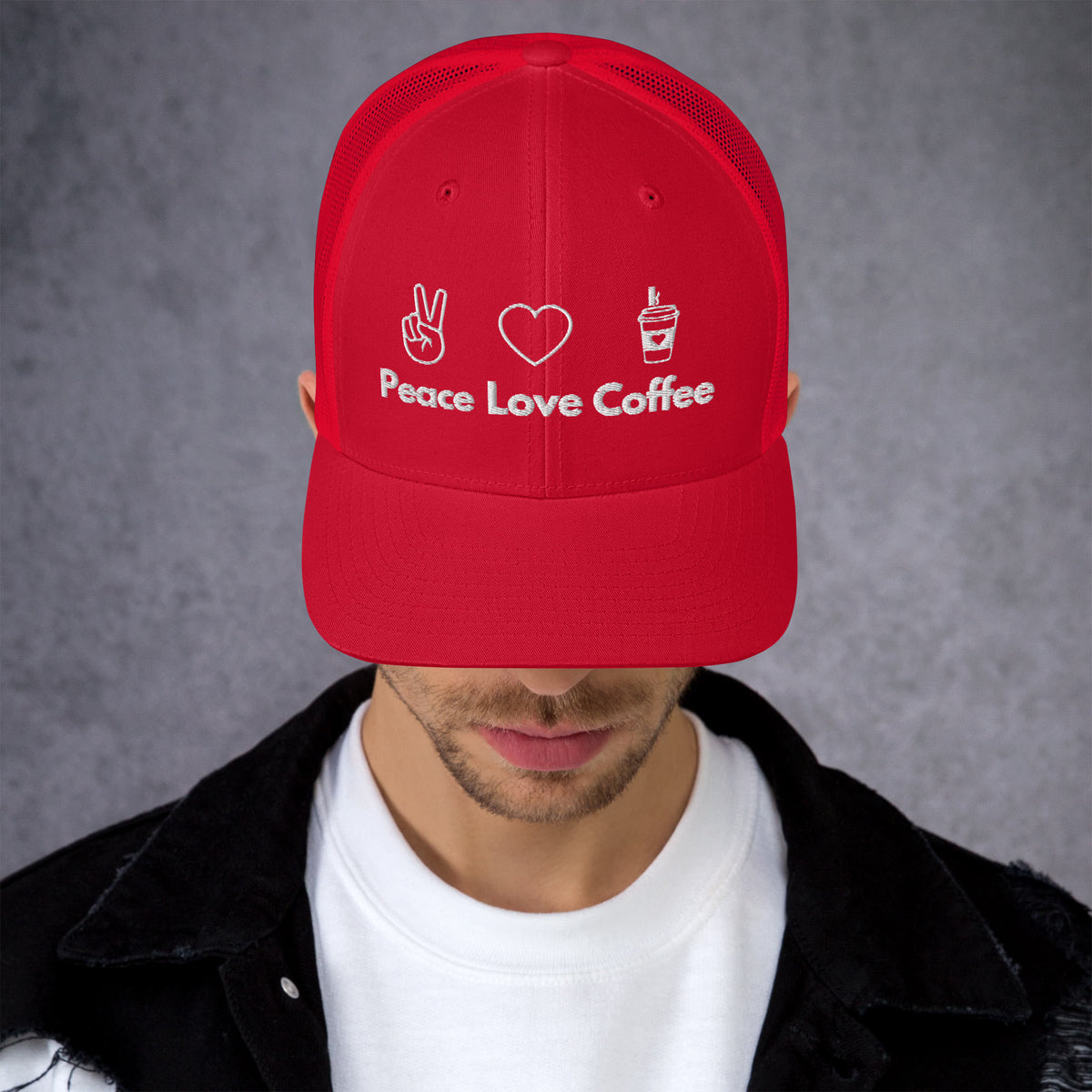 Peace Love Coffee - Trucker Cap - -