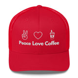 Peace Love Coffee - Trucker Cap - Red -