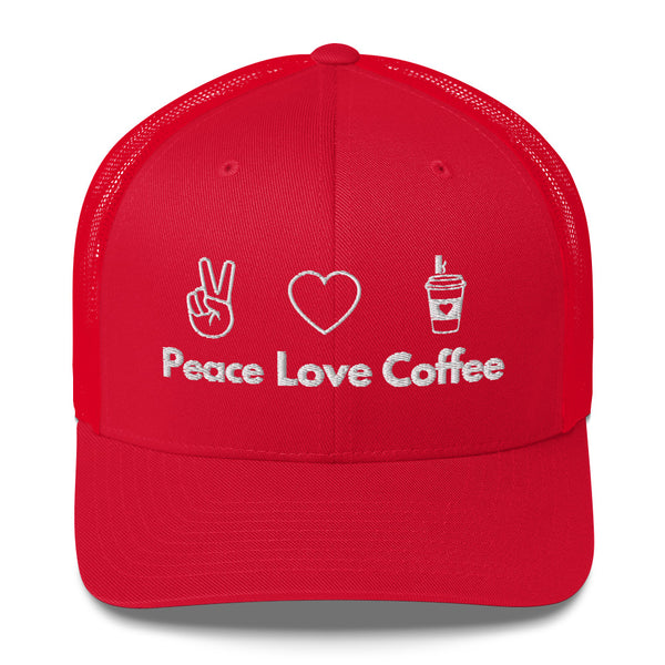 Peace Love Coffee - Trucker Cap - Red -