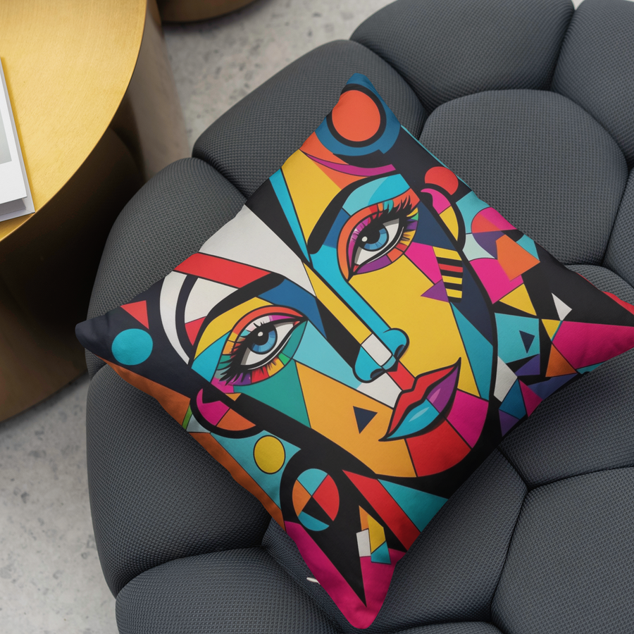 Cubist Art Pillow Gift – For Color Lovers and Creatives - - Cushions