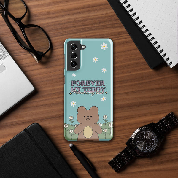 Love and Daisies - Romantic Teddy Bear Snap Case for Her - Samsung Galaxy S21 - Phone Case