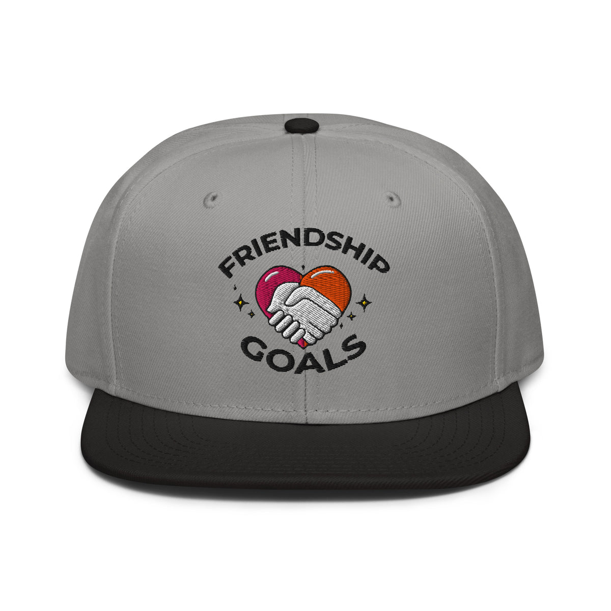 Friendship Goals Snapback Cap - Black Gray Gray - Hats