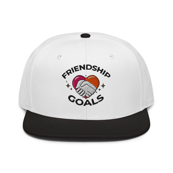 Friendship Goals Snapback Cap - Black White White - Hats