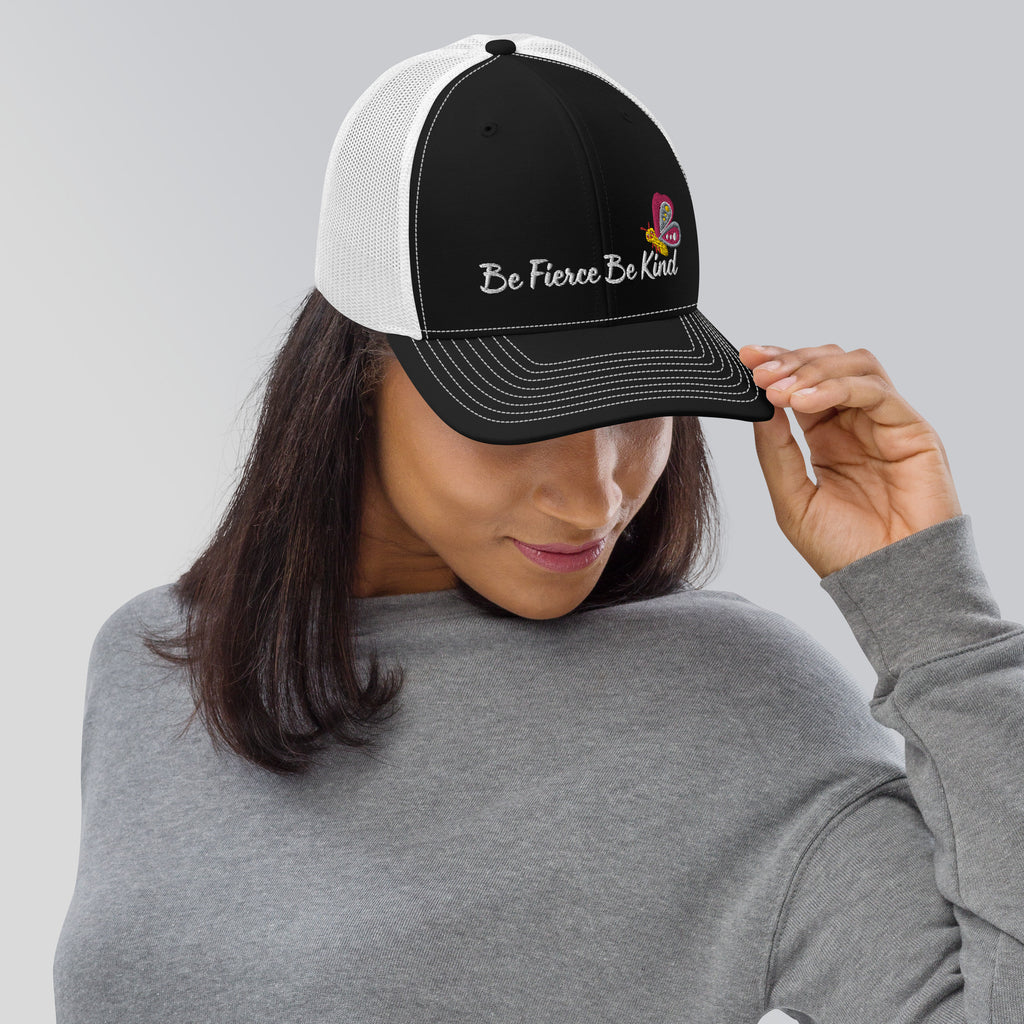 Embrace the Duality - Be Fierce - Be Kind Snapback Cap - Black White - Caps