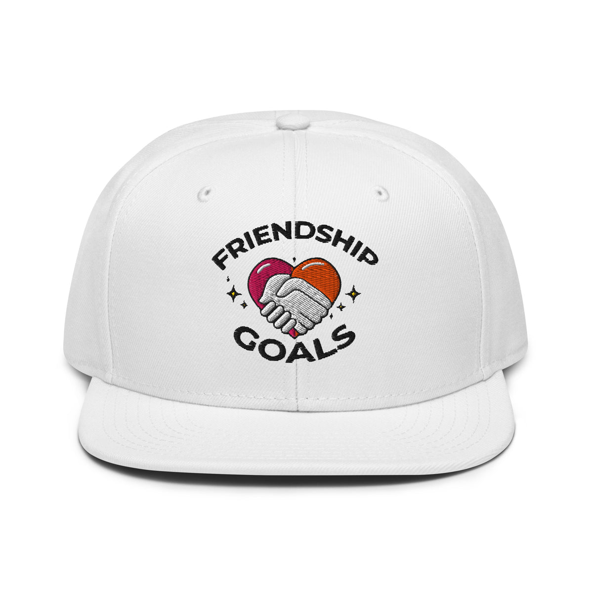 Friendship Goals Snapback Cap - White - Hats