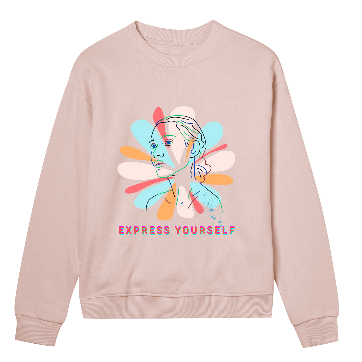 Expressive Petals - Stylish and Artistic Sweatshirt - Soft pink women - Sweatshirts