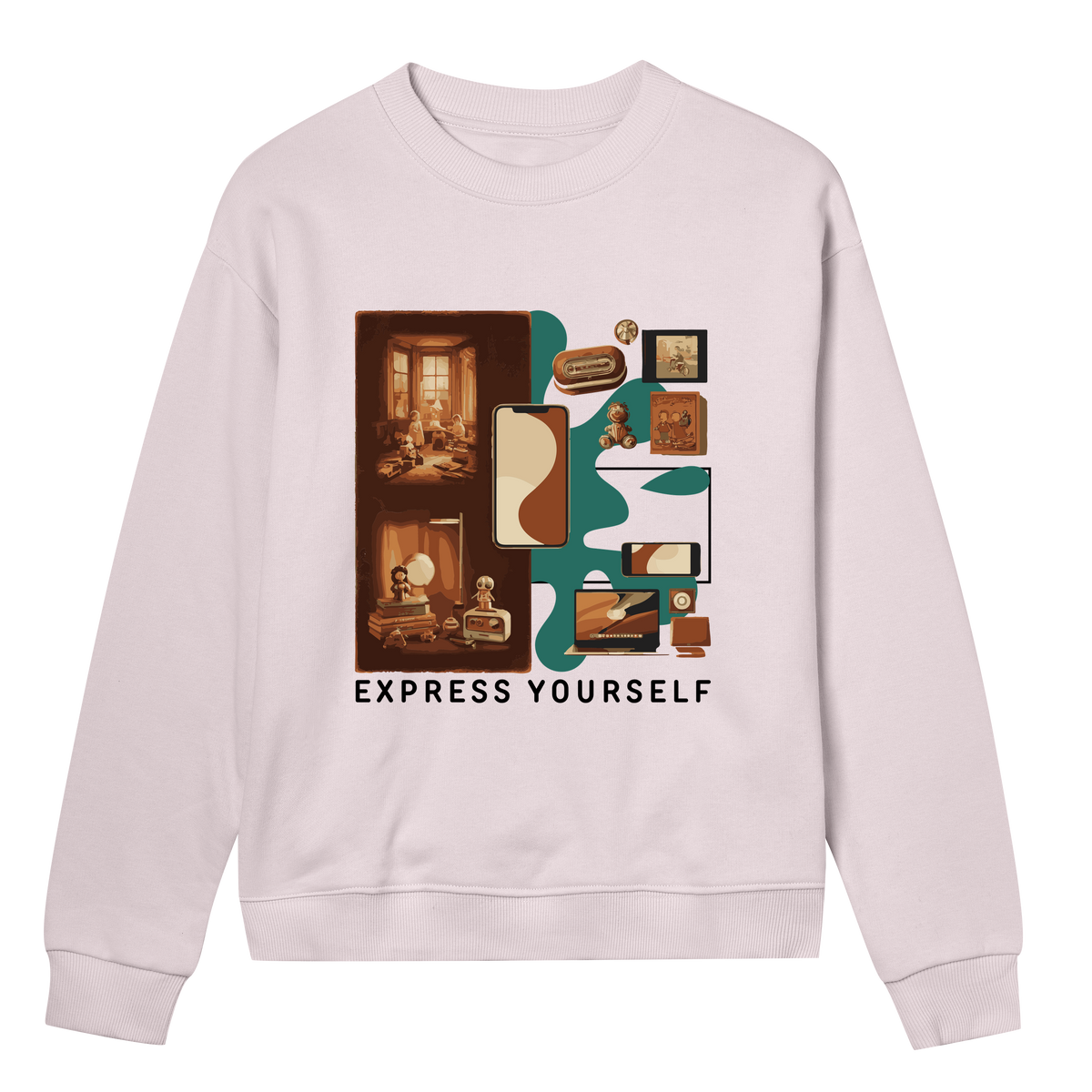 Nostalgic Collage - Past Meets Present - Soft pink women - Sweatshirts