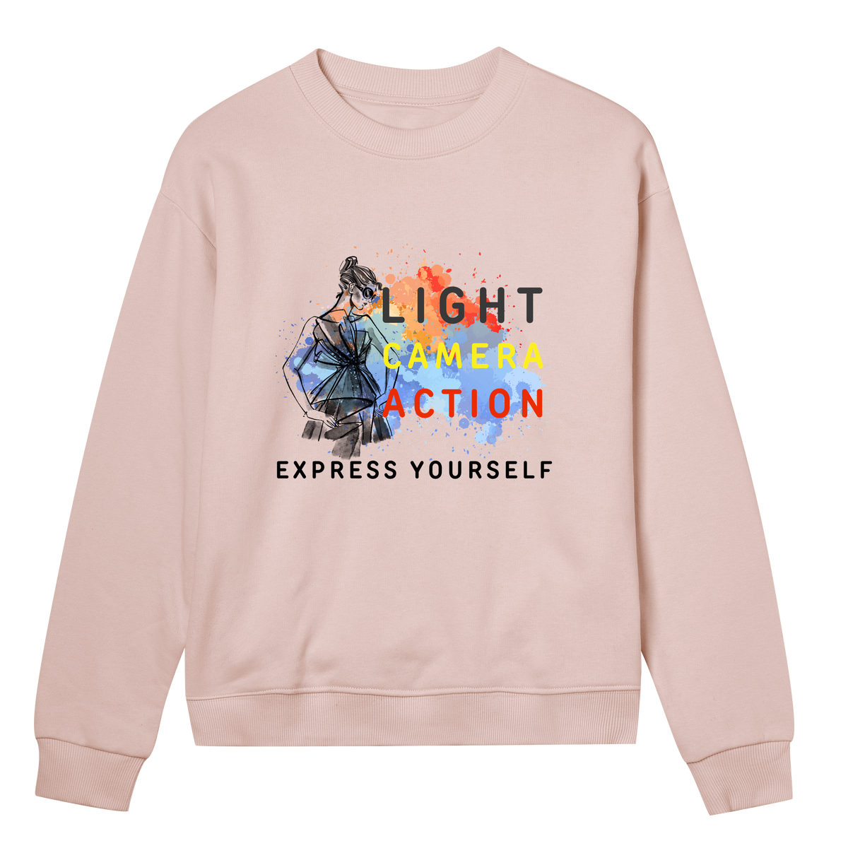 Lights, Camera, Action - Bold Expression Sweatshirt - Soft pink women - Sweatshirts