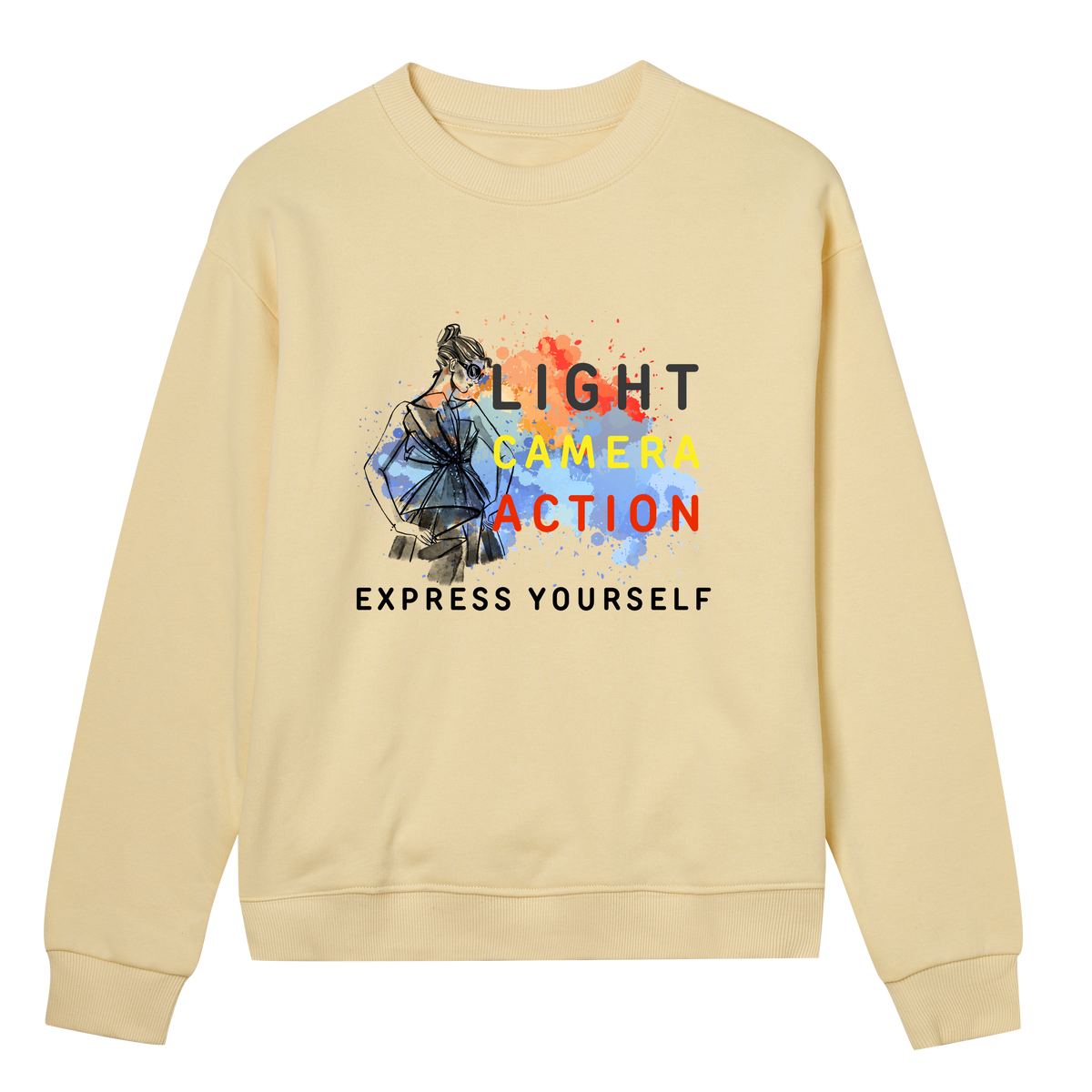 Lights, Camera, Action - Bold Expression Sweatshirt - Soft yellow women - Sweatshirts