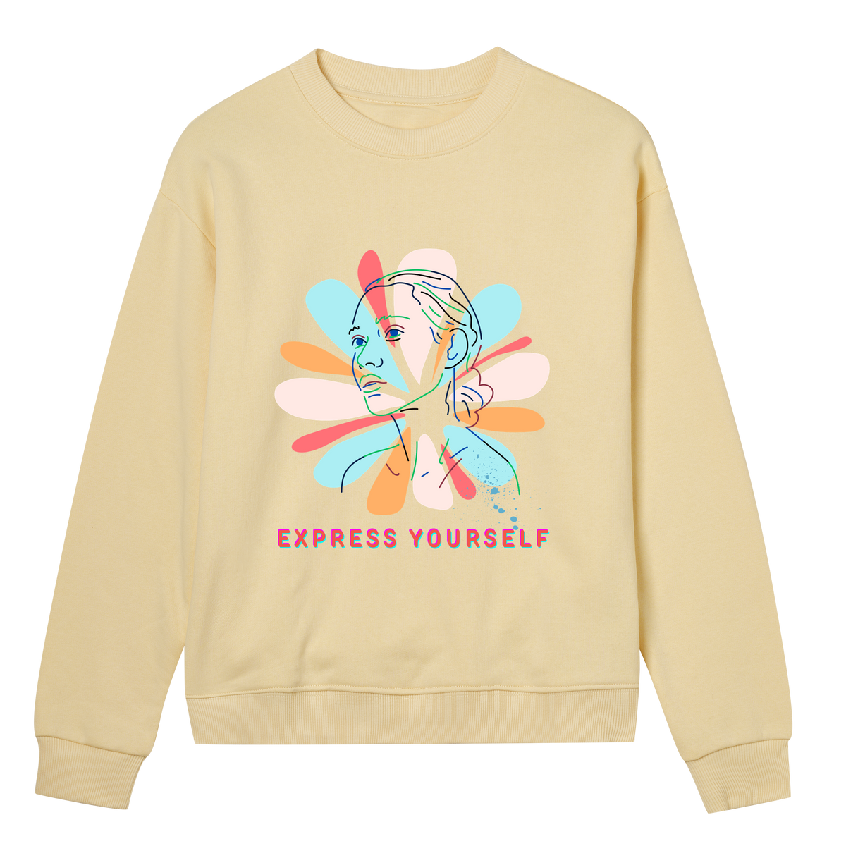 Expressive Petals - Stylish and Artistic Sweatshirt - Soft yellow women - Sweatshirts