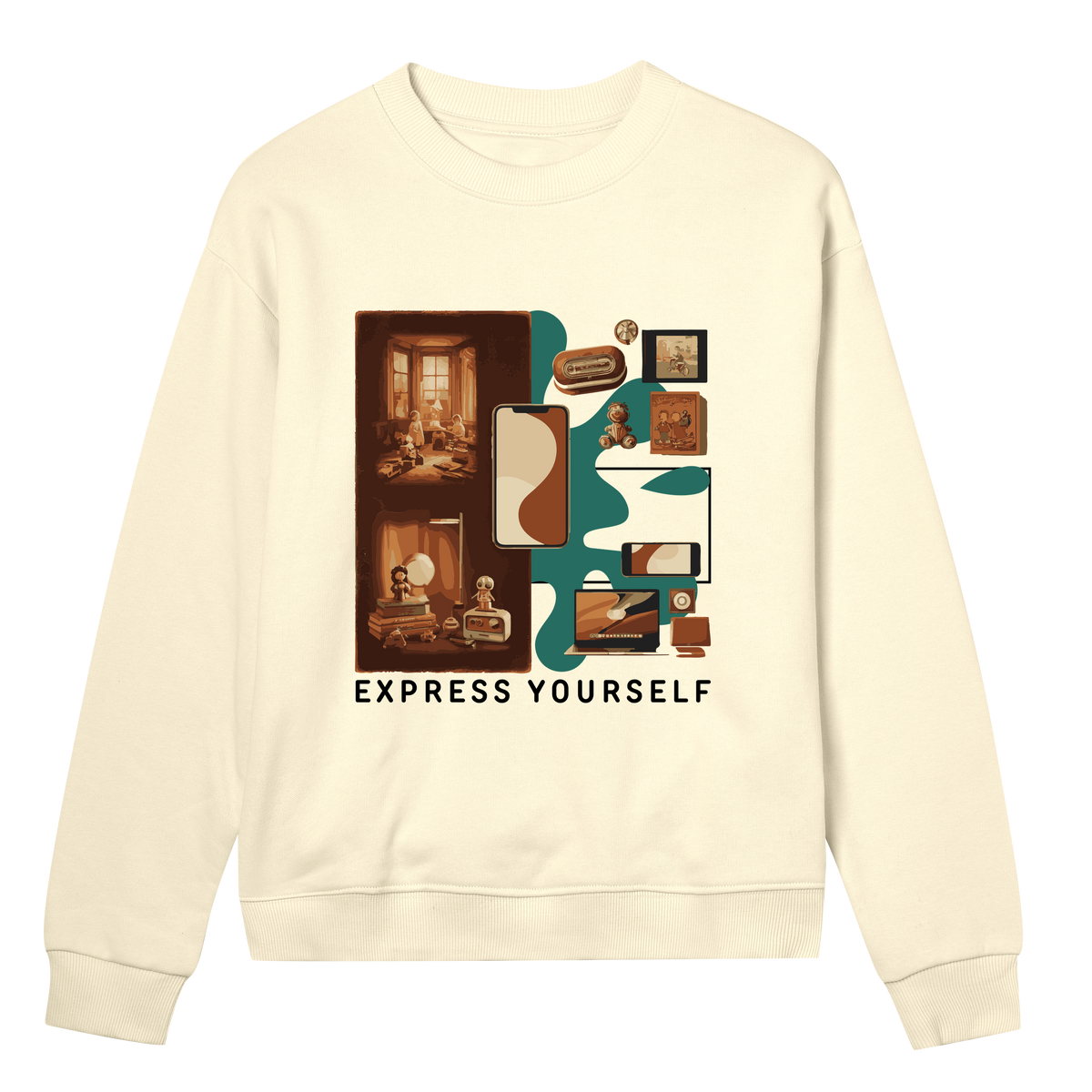 Nostalgic Collage - Past Meets Present - Soft yellow women - Sweatshirts