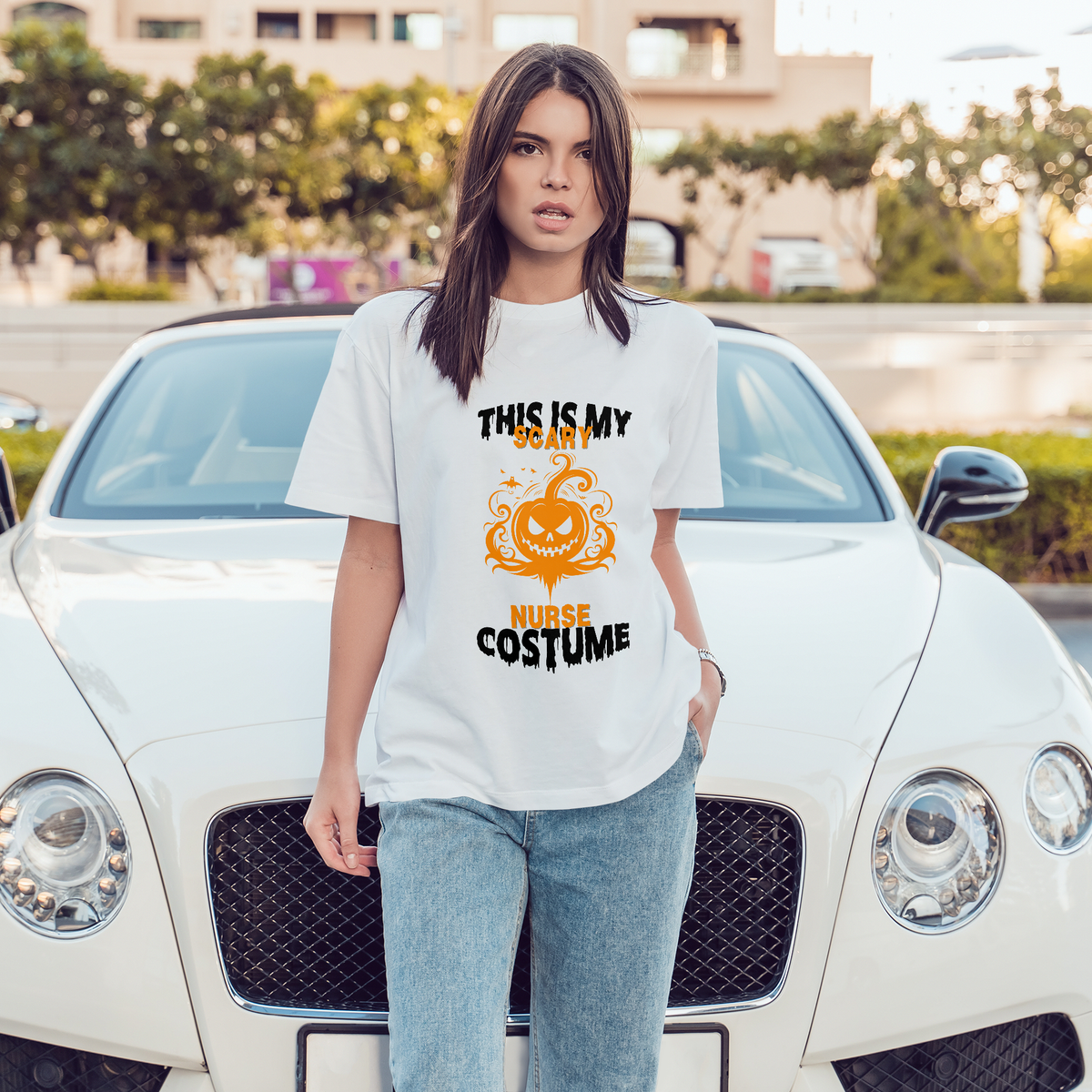 Pumpkin Grin Nurse Shirt - Halloween Fun - - Print Material