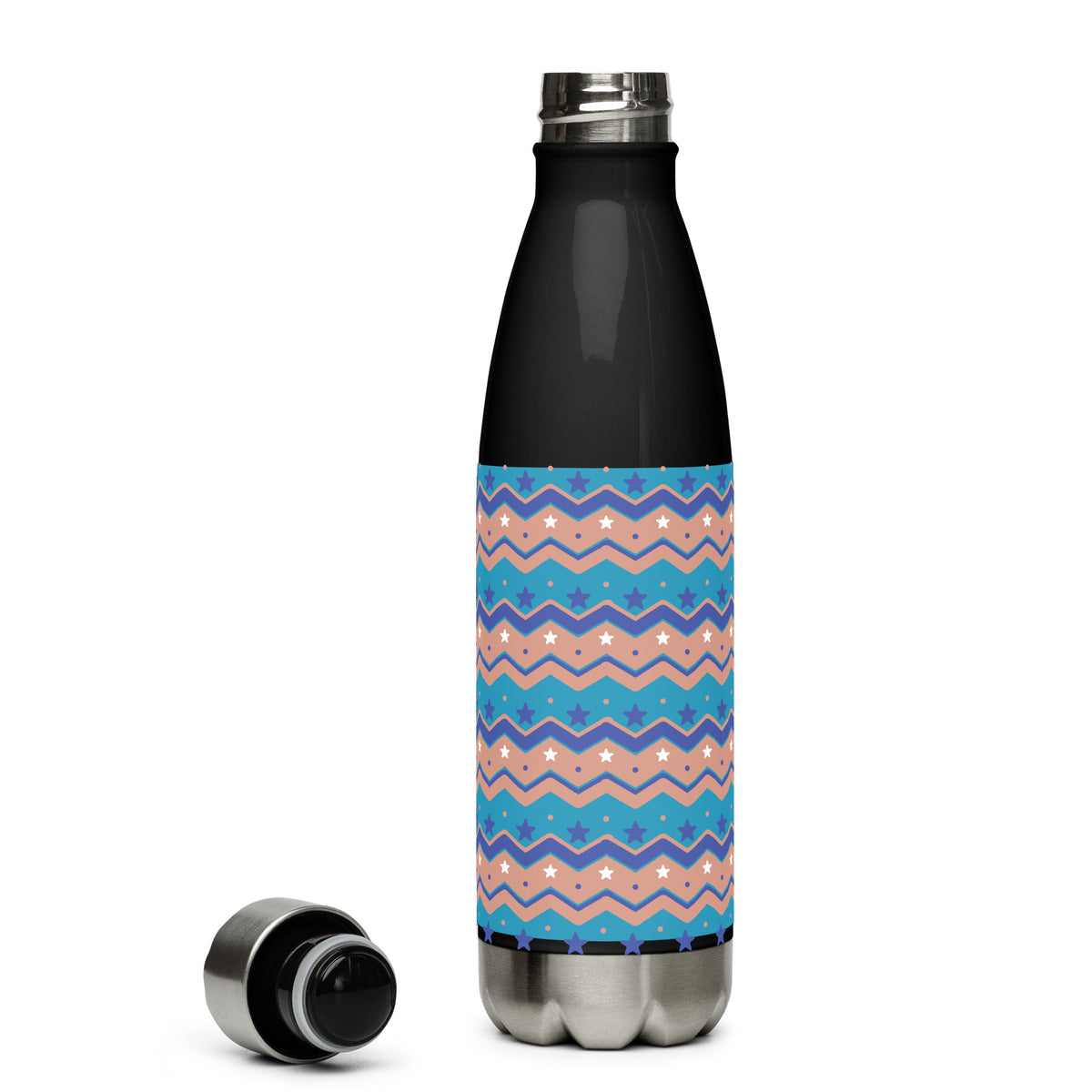 Vibrant Zigzag Star Stainless Steel Water Bottle - 17oz - Default Title - Water Bottles