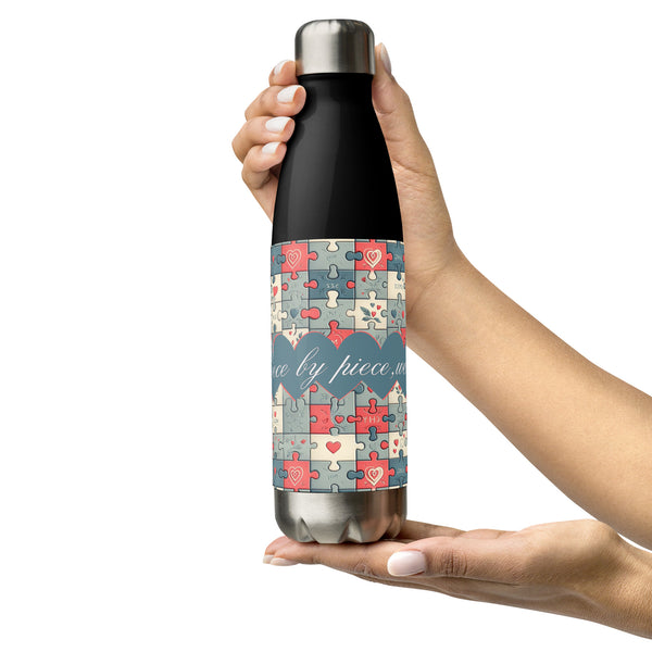 Puzzle of Love - Bottle with Heartfelt Design - Black - Water Bottles