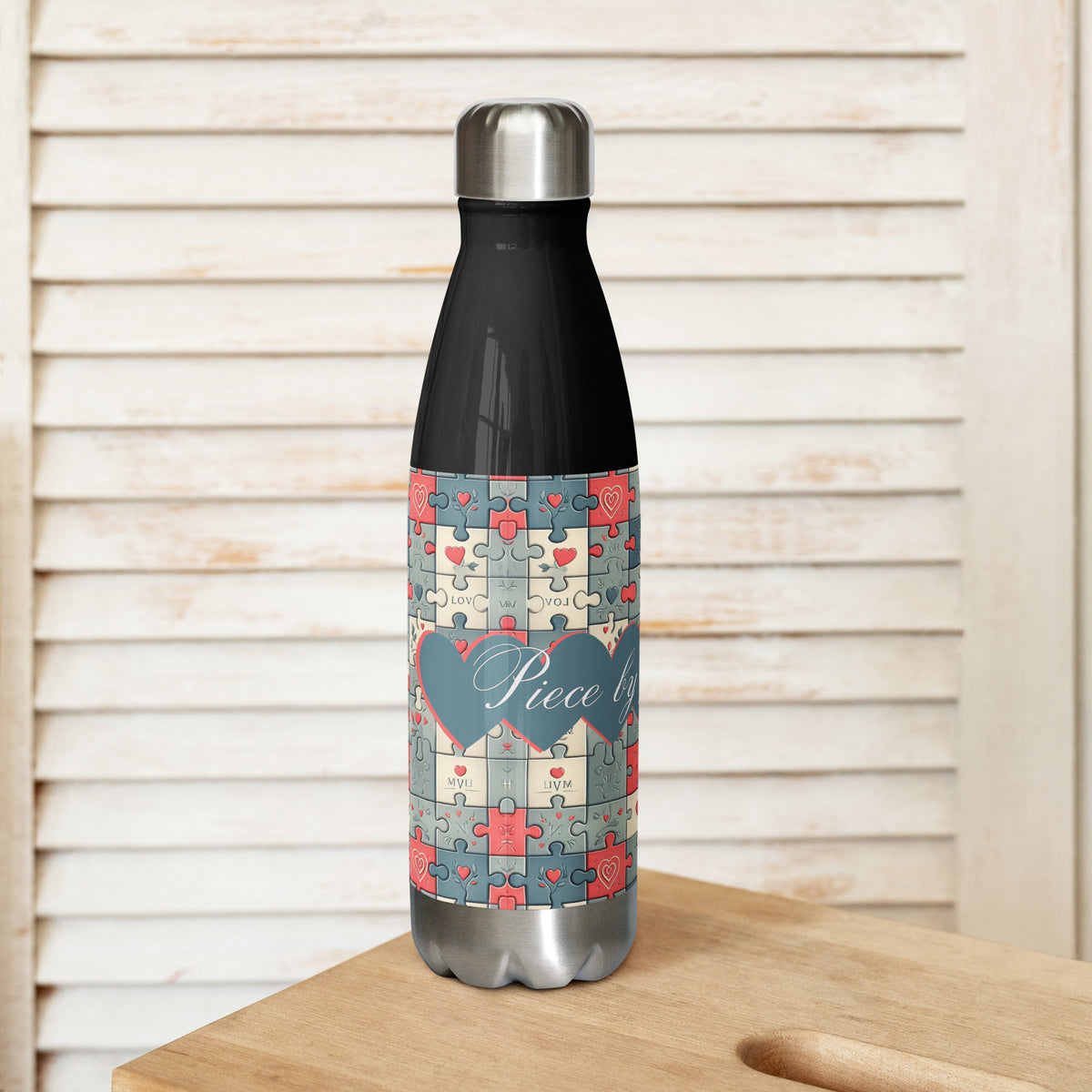 Puzzle of Love - Bottle with Heartfelt Design - - Water Bottles