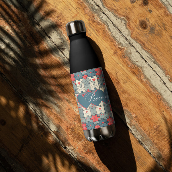 Puzzle of Love - Bottle with Heartfelt Design - - Water Bottles