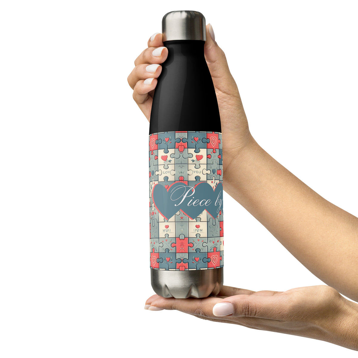 Puzzle of Love - Bottle with Heartfelt Design - - Water Bottles