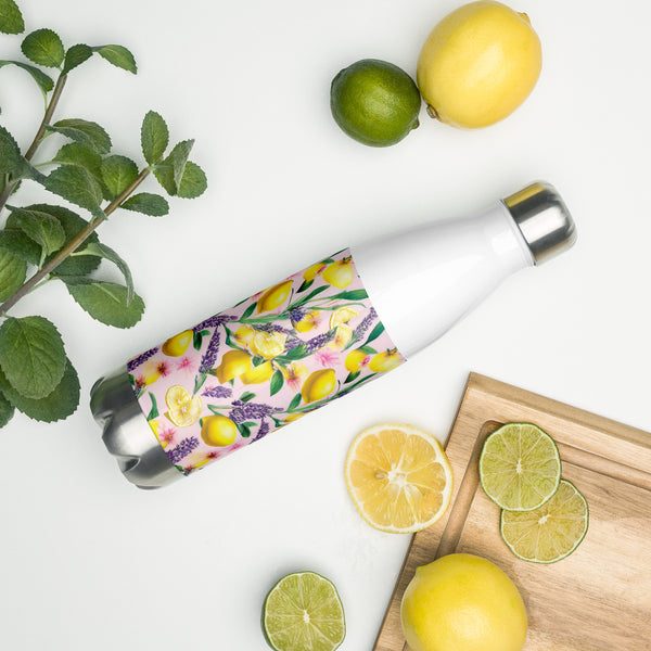 Sunshine Sips - Lemon & Lavender Water Bottle - - Water Bottles