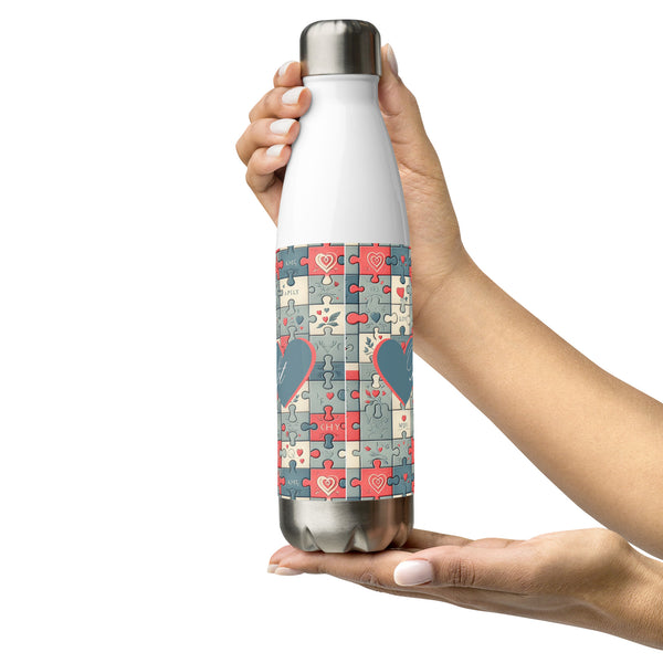 Puzzle of Love - Bottle with Heartfelt Design - - Water Bottles