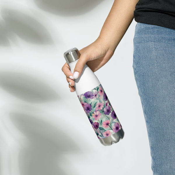 Lavender Dreams - Delicate Floral Stainless Bottle - - Water Bottles