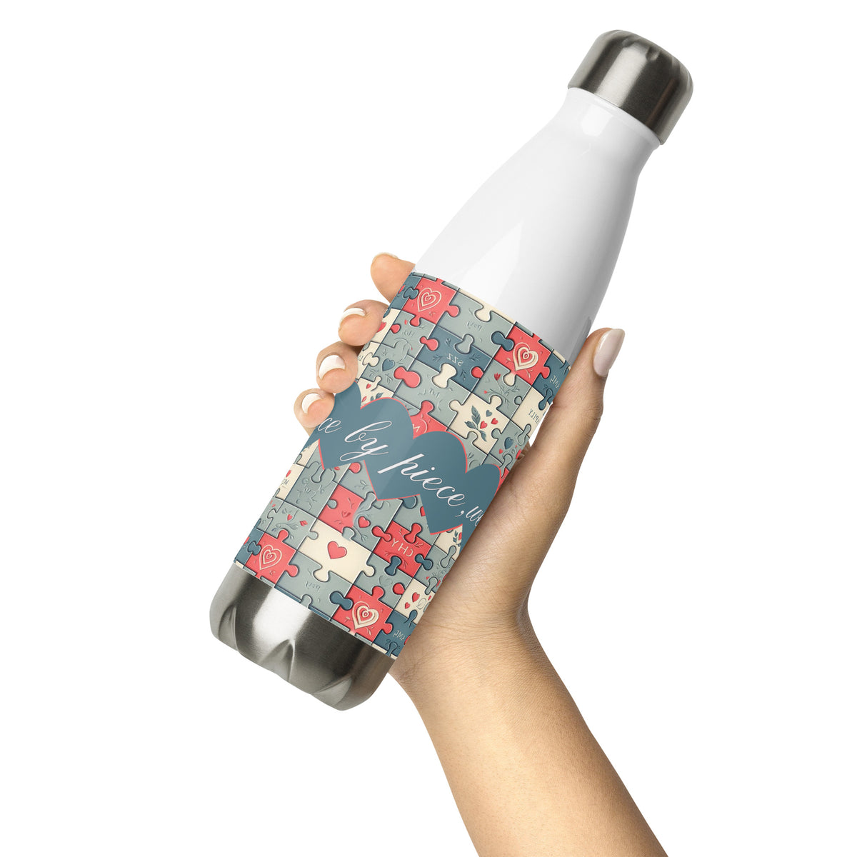 Puzzle of Love - Bottle with Heartfelt Design - - Water Bottles