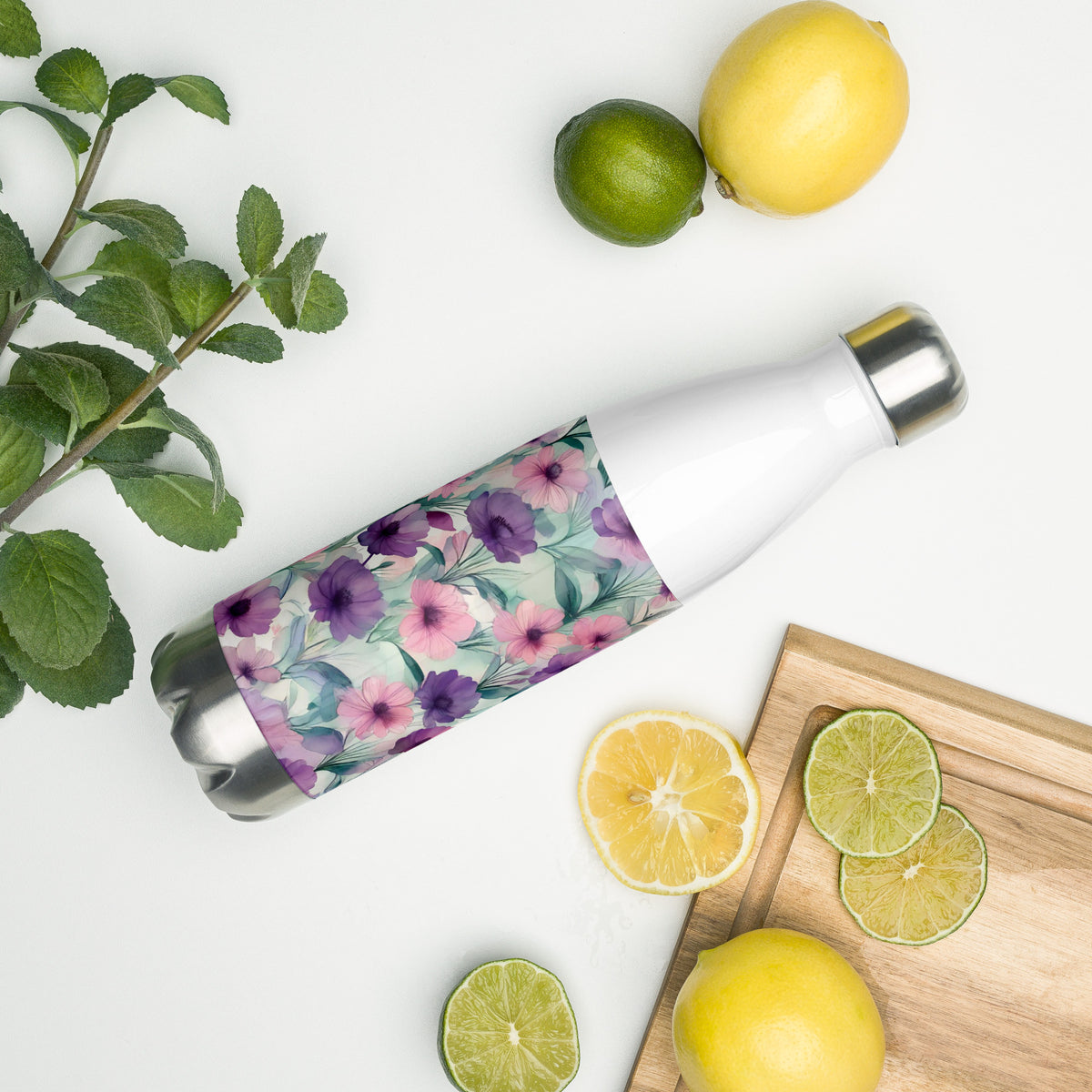 Lavender Dreams - Delicate Floral Stainless Bottle - - Water Bottles