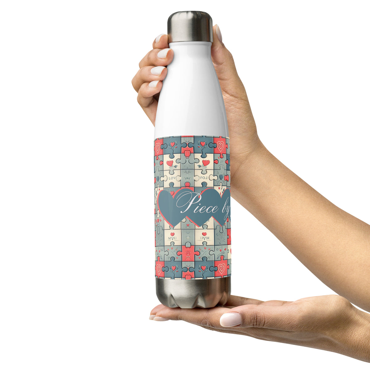 Puzzle of Love - Bottle with Heartfelt Design - - Water Bottles