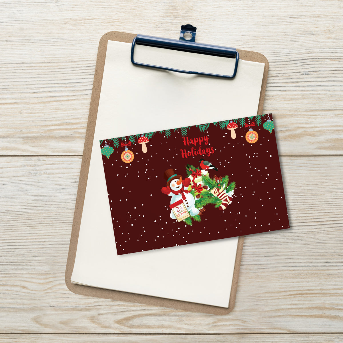 Joyful Holidays - Merry Christmas Snowman Postcard - Default Title -