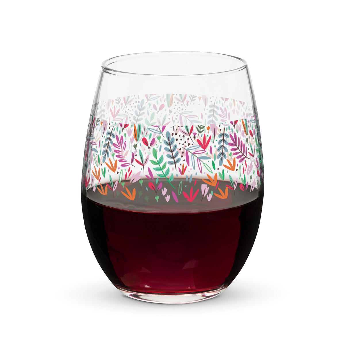 Whimsical Floral Stemless Wine Glass – Celebrate Life's Moments - Default Title - Glass