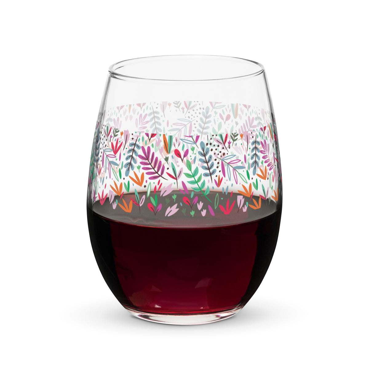 Whimsical Floral Stemless Wine Glass – Celebrate Life's Moments - - Glass