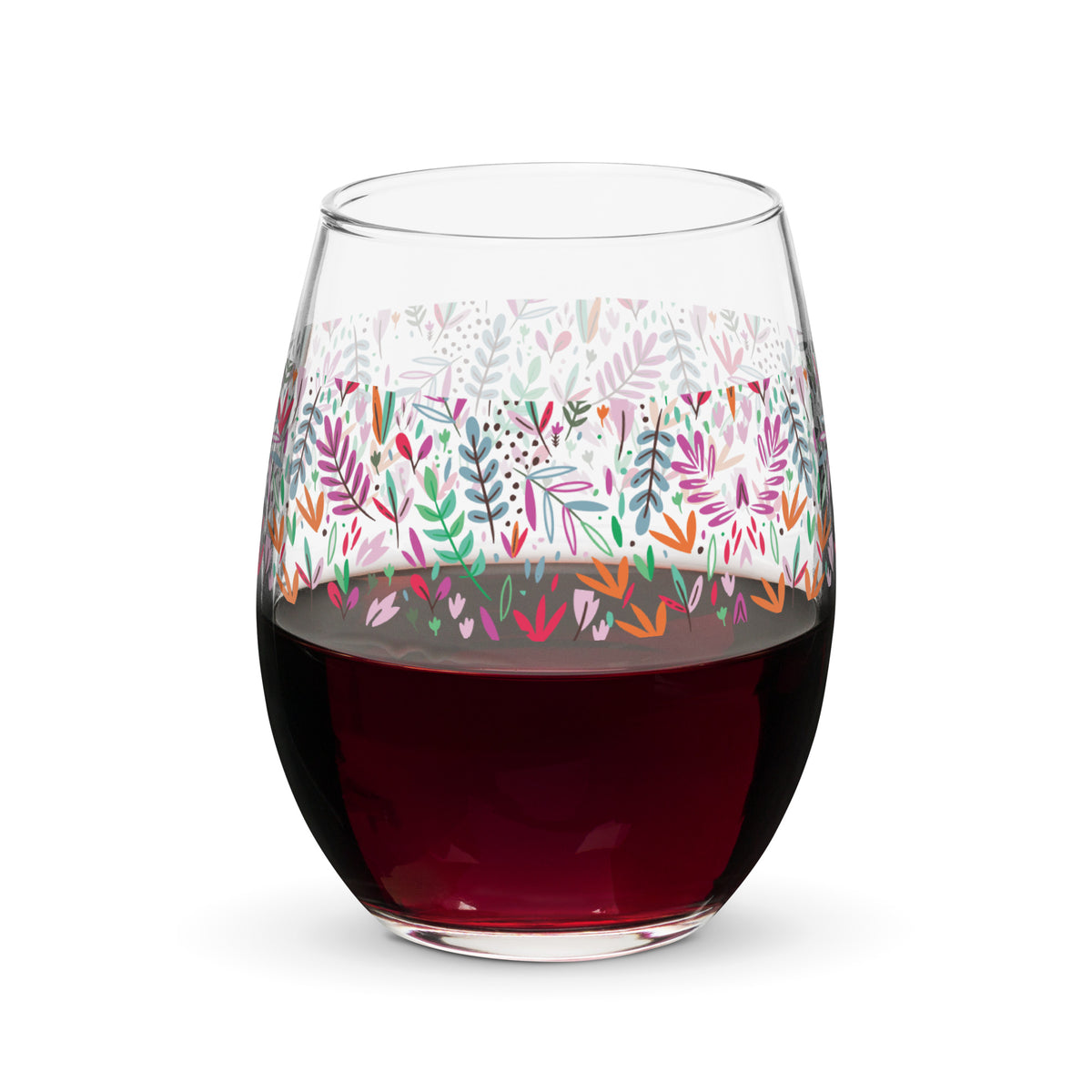 Whimsical Floral Stemless Wine Glass – Celebrate Life's Moments - - Glass