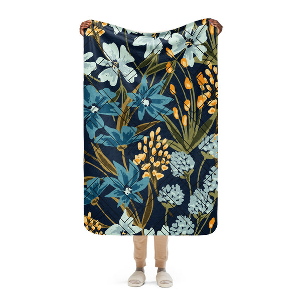 Winter Garden - Plush Floral Sherpa Blanket - - Blankets